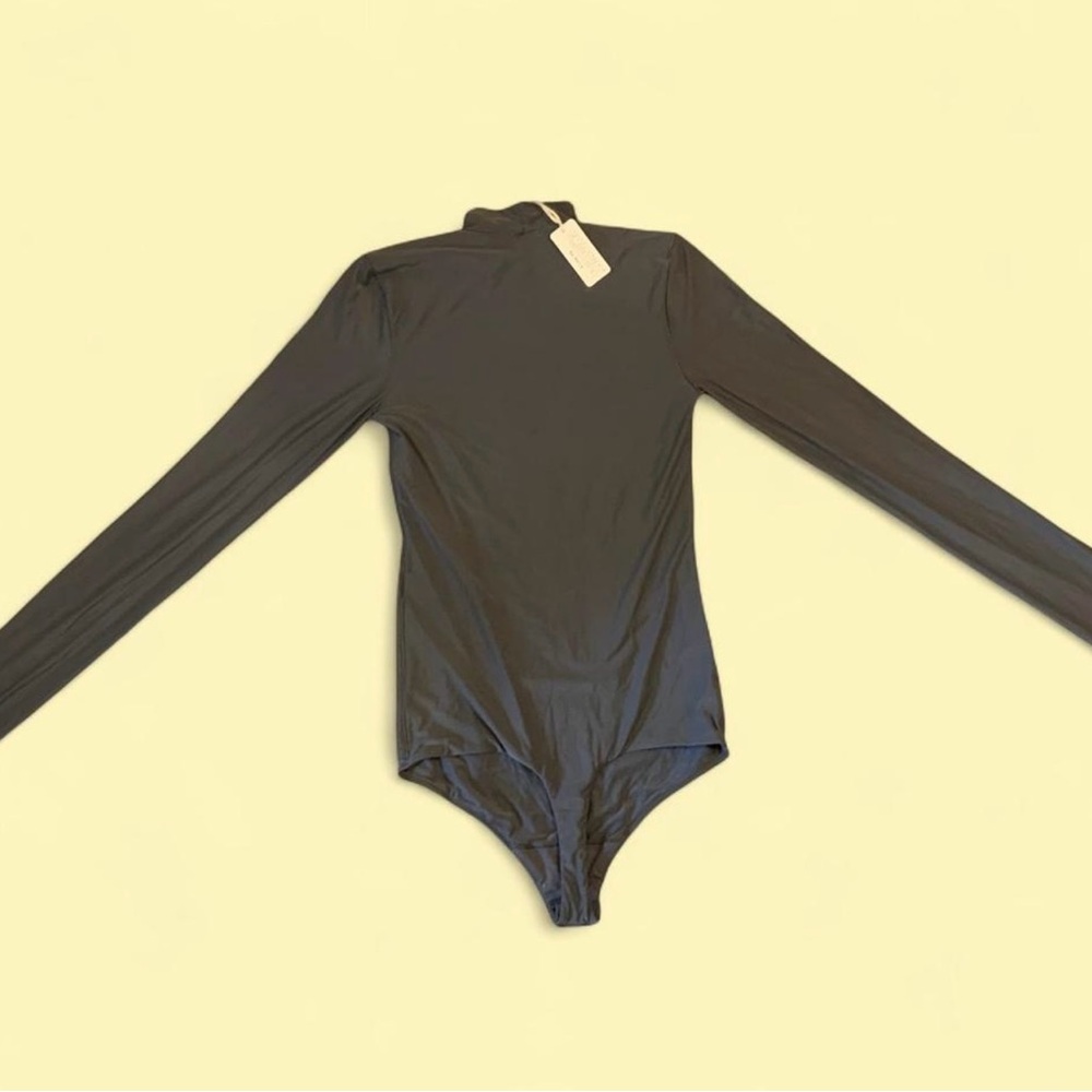 Aerie Gray Long Sleeve Bodysuit